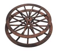CVUTOVO 2pcs Wooden Wagon Wheel Decor Vintage Rustic Wall Hanging for Living Bedroom Bar Log Cabin Decor Wooden Wheel Ornament