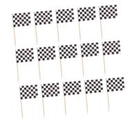 CVUTOVO 360pcs Mini Checkered Flag Cake Toothpick Flags Black White Racing Picks for Race Car Birthday Party Decorations Boys Men Cupcakes Desserts