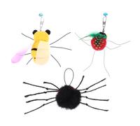 CVUTOVO 3pcs Cat Toy Interactive Refill Pack Soft Plush Insect Bee for Kitten Teasing Cat Refills Indoor Playtime