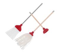 CVUTOVO 3pcs Dollhouse Miniature Cleaning Supplies Set Realistic Mop Broom and Toilet Accessories for Dollhouse Bathroom Scenes Fun Educational Role Playing Tools