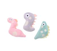 CVUTOVO 3Pcs Interactive Cat Plush with Catnip for Kittens Chewable Pink Snake Gray Dinosaur Stimulating Play Props for Indoor Pet Entertainment