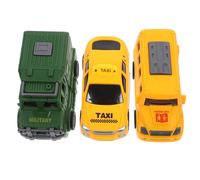 CVUTOVO 3pcs Mini Pull Back Car for Boys and Girls Inertial Toy Cars Police School Bus and Taxi Plaything for Boys and Girls Birthday