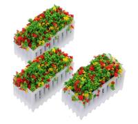CVUTOVO 3Pcs Miniature Flower Beds Dollhouse Plants Micro Landscape Decor for Doll House Accessories Gardening Ornaments