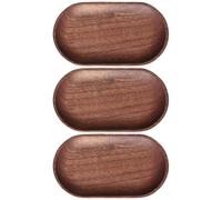 CVUTOVO 3pcs Oval Wooden Serving Tray for Kitchen and Leisure Time, Simple Delicate Shape with No Burrs, Decorative Food Serving Platter Made of Solid Wood