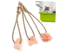 CVUTOVO 3Pcs Pet Salt Blocks for Rabbits Squirrels Nutrient Chewing with Ropes Durable Safe Mineral Lick Treats Portable Pet Accessories for Healthy Chewing Behavior