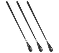 CVUTOVO 3pcs Reptile Feeding Spoon Set 19cm Small Black Pet Food Scoop for Lizards and Small Animals, Reptile Food Holder Spoon for Gecko and Amphibian Feeding