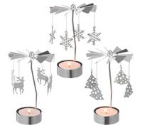 CVUTOVO 3pcs Rotary Metal Candle Holder Spinning Tea Light Candlestick Christmas Home Decor Indoor Outdoor Elegant Warm Atmosphere Table Decoration
