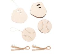 CVUTOVO 40pcs DIY Wood Baseball Cutouts with Ropes, Unfinished Baseball and Glove Shaped Ornaments, Personalizable Blank Wood Craft Tags for Sports Event and Party Decor