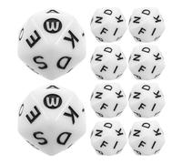 CVUTOVO 40pcs White Acrylic 20-sided Alphabet Letter Dice for Word Building Dice Game to Stimulate Inventive Thinking, for Party Spelling Games and Arts Education