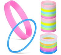 CVUTOVO 48 Pcs Glow the Dark Wristbands Silicone Night Light Effect Luminous Bracelets with Unique Design for Occasion and Parties Random Color