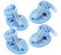 CVUTOVO 4pcs Blue Breathable Mesh Dog Shoes with Flexible Sole, Protect Paws from Hot Pavement, for Summer Walking on Hot Pavement, Lightweight and Ventilated Puppy Boots