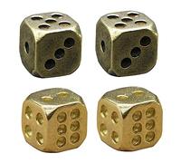 CVUTOVO 4Pcs Decorative Brass Dice Adornment Nightclub Game Props Vintage Style Household Ornament for Bars and Gatherings Smooth Surface Creative Desktop Accessory