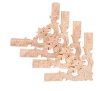 CVUTOVO 4pcs French Style Wood Corner Appliques Lightweight Unpainted Carved Flower Onlay Decals for DIY Furniture Cabinet Door Bed Wardrobe Decoration