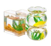 CVUTOVO 4pcs Miniature Glass Koi Tank for Goldfish Home Decor Mini Goldfish Bowl Micro-landscape Aquarium Decorations