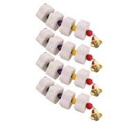 CVUTOVO 4pcs Parrot Beak Grinding Stones for African Grey and Cockatiels Natural Pumice Stone Chew with Colourful Beads and Bell Accessories for Bird Cage Protection and Chewing