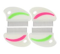 CVUTOVO 4pcs Pet Removal Comb Set Stainless Steel Flea and Dust Cleaning Comb Rounded Teeth Red and Green for Cats and Puppies Grooming Random Style