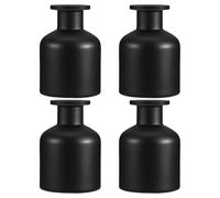 CVUTOVO 4pcs round Glass Fragrance Diffuser Bottles 150ml Large Capacity Black Refillable Oil Diffuser Containers for DIY Aromatherapy Spa Home Decor