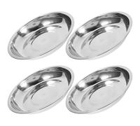 CVUTOVO 4PCS Stainless Steel PET Food Bowl Set Shallow Dog and Cat Feeding Bowls Non-Slip Base Easy to Clean for Cats and Dogs