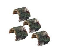 CVUTOVO 4PCS Turtle Basking Island Platform Realistic Resin Bark Texture, Reptile Climbing and Resting Rock, Aquarium Cave Hideout for Turtles, Crabs, Lizards, Suitable for Fish Tank and