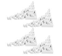 CVUTOVO 4pcs White Wood Applique Corner Onlay Set with Handcrafted Artistry for Easy DIY Installation, Elegant European Style Decorative Wood Carved Accents for Cabinet and Wall Decor