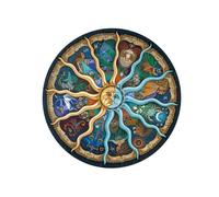 CVUTOVO 500 Pieces Round Zodiac Jigsaw Puzzle for Adults Colorful Educational Constellation Puzzle Paper Material Family Game and Home Decor