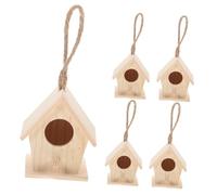 CVUTOVO 5pcs Mini Bird House Ornament Artificial Wooden Bird Nest Decoration for Garden for Weddings Parties and Home Decor Natural Material with Realistic Finish Random Color