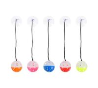 CVUTOVO 6pcs Bearded Dragon with Plastic Bell Balls, Lizard Reptile Plaything Set with Suction Cups and Ropes, Portable Interactive Pet Accessories for Reptile Tanks Assorted style