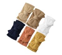 CVUTOVO 6pcs Bow Headband Stretchy Elastic Headdresses for Boy Girl Soft Nylon Hair Accessories for Parties Everyday Use Deep Brown White Light Brown Orange Ginger Yellow