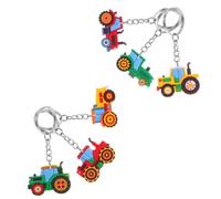 CVUTOVO 6pcs Engineering Theme Keyring Farm Novelty Keychains Key Chains for Boys and Girls Fun Designs Rewards