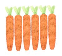 CVUTOVO 6Pcs Large Handmade Rope Cat Carrot Shape for Teeth Grinding and Chewing Interactive Indoor Cat Chew for Dental Health Anxiety Relief and Biting Behavior Control