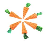 CVUTOVO 6Pcs Natural Woven Carrot Hamster Molar Chew for Rabbits and Bunnies Pet Chewing Supplies Handcrafted Non-toxic Grass Material to Promote Dental Health and Playfulness