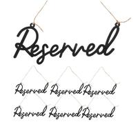 CVUTOVO 6Pcs Wedding Chair Wooden Reserved Signs Hanging Decorative Plates with Rope for Wedding Supply Reception Party Decor