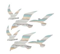 CVUTOVO 6pcs Wooden Seagull Wall Art Coastal Beach Decor Nautical Ocean Birds Decoration Mediterranean Style DIY Family Friendly Hanging Ornament for Living