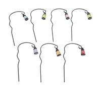 CVUTOVO 7pcs Fairy Lantern for Miniature Garden, Glow in The Dark Mini Lantern Stake with Shepherd's Hook, Fairy Garden Accessories for Terrariums Succulent Planters Dioramas