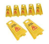CVUTOVO 7pcs Slide The Warning Sign Carefully Decor Doll House Miniature Wet Caution Sign Miniature Caution Wet Floor Mini Mini Warning Alloy Yellow