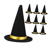 CVUTOVO 9pcs Mini Felt Witch Hats for Wine Bottle Toppers Halloween Party Decorations DIY Crafts Dollhouse Decor Lightweight Black Witch Hats for Festive Fun and Creative Family Bonding