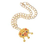 CVUTOVO Adjustable Festive Pet Necklace with Longevity Lock Pendant and Bell Sturdy Metal Design for Cats and Dogs for Year and Spring Festival Celebrations