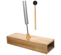CVUTOVO Adjustable Tuning Fork with Timbre for Physics and Teaching Experiments, Metal and Wood Construction with Wooden Base and Hammer Included