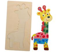 CVUTOVO Adorable Giraffe Shape Wooden Puzzle Animal Jigsaw Educational for Fun Learning Plaything for Early Education Cognitive Development