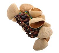 CVUTOVO African Nut Shell Bracelet Handbell, Natural Coconut Shell Percussion Accessory Wrist Rattle, Musical Instrument for African Drums and Rhythm Playing