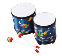 CVUTOVO Assorted Color Educational Drum Wooden Bongo Drum with Underwater World Patterns Well Crafted Loud Crisp Sound Adorable Appearance for Beginners Practice and Party Performance