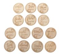 CVUTOVO Baby Growth Cards in Khaki Wooden 14pcs Set with Creative Design for Tracking Infant Growth and Recording Beautiful Moments for Graduation Festival and Newborn Photo Props