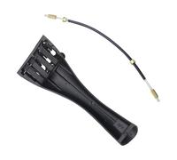 CVUTOVO Black Aluminum Alloy Violin Tailpiece with Tailgut and 4 Fine Tuners Replacement Violin Fiddle Tailpiece Part Easy to Tune and Ready to Use