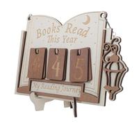 CVUTOVO Books Read Counter Annual Book Tracker DIY Wood Manual Counting Tool Reading Library Decor Classroom Wooden Decor Wall Art