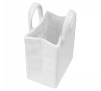 CVUTOVO Capacity Tote Bag Ceramic Vase with Handles Unique Handbag-shaped Pen and Makeup Brush Holder Decorative Flower Container for Desktop Office and Home