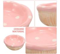 CVUTOVO Cartoon Shaped Ceramic Hamster Bowl Anti-tip Smooth Surface Pet Feeding Dish for Hamsters Rats Chinchillas Small Animals Easy to Clean Pink