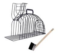 CVUTOVO Cat Bath Cage with Brush Portable Kitten Bathing and Grooming Cage Iron Frame Small Size Black for Home Use Pet Washing and Nail Trimming Enclosure