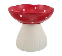 CVUTOVO Ceramic Raised Small Dog Bowls Elevated Cat Bowls Anti Vomiting Ergonomic Elevated Structure Whisker Neck Fatigue Relief Porcelain Elegant Design Raised Base for Mealtime Feeding