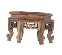 CVUTOVO Chinese Style Wooden Plant Stand Hexagonal Tea Pot Display Base Indoor Household Wood Holder for Flower Pots Porcelain Vases Ceramic Planters with Smooth Polished Surface and