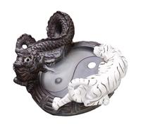 CVUTOVO Classical with Dragon and Tiger Shape Backflow Burner Incense Ceramic Aid-sleeping Meditation Incense Stick Holder for Study and Sauna Room Decor